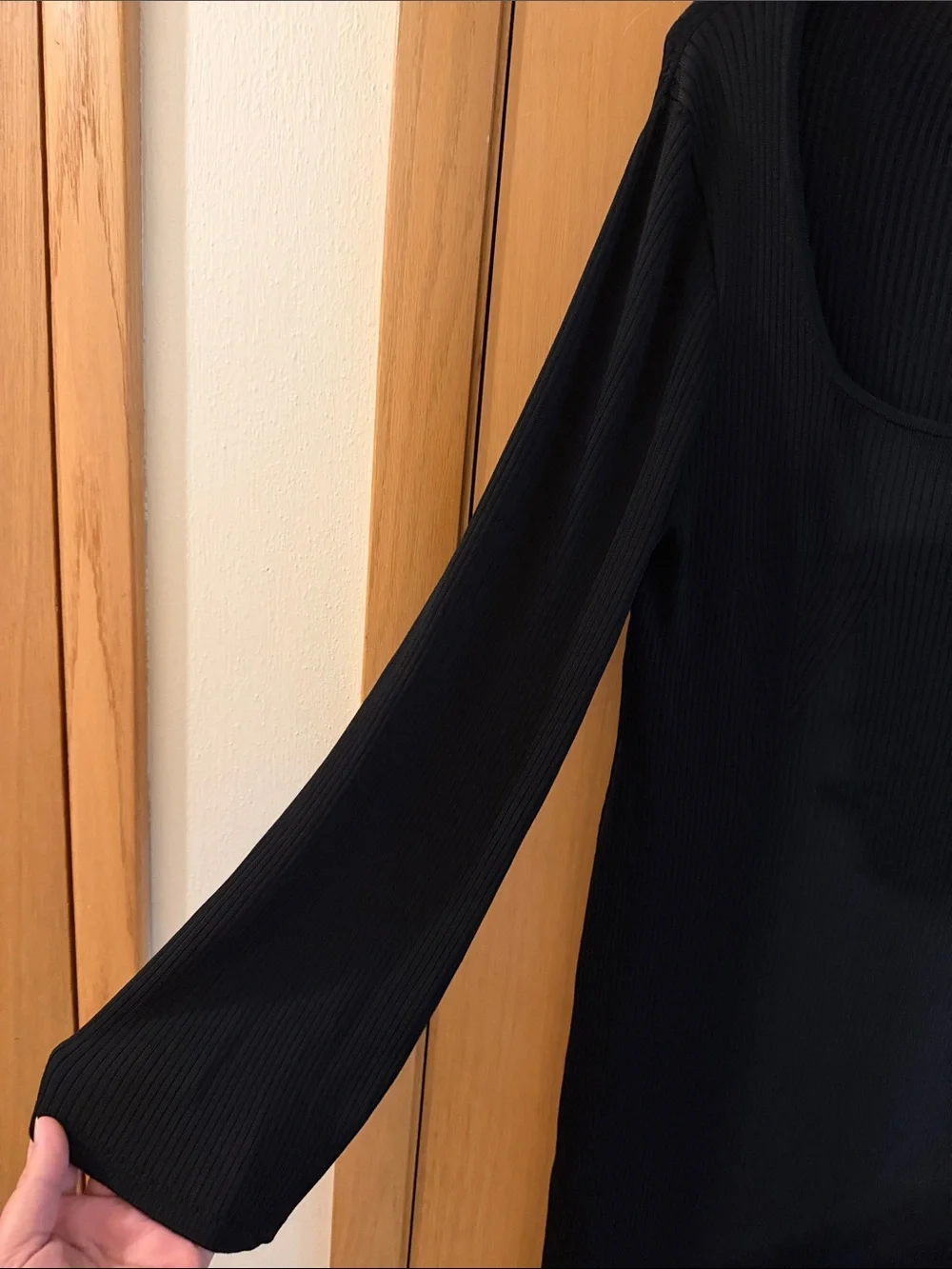 J. Crew Women’s Ribbed Squareneck Long Sleeve Midi Sweater Dress Black Large
